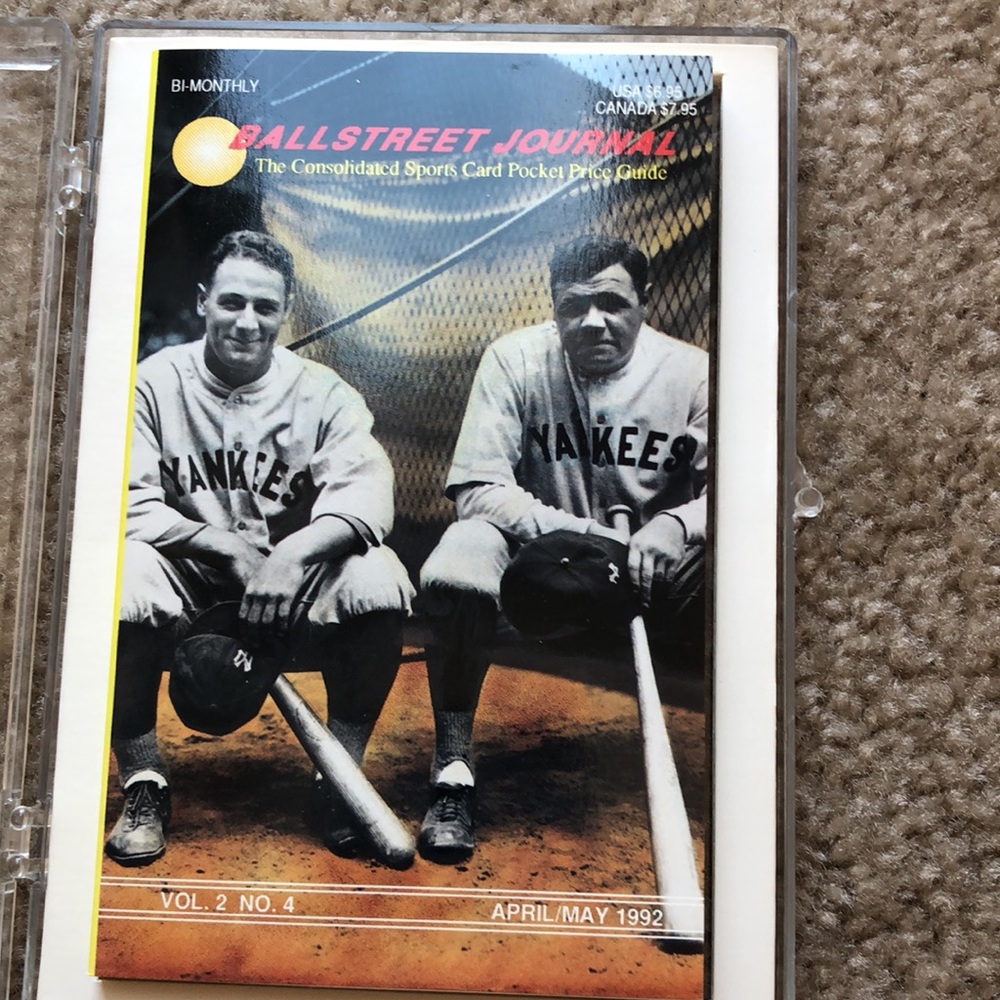 Ballstreet Journal April/May 1992 Babe Ruth/Gehrig